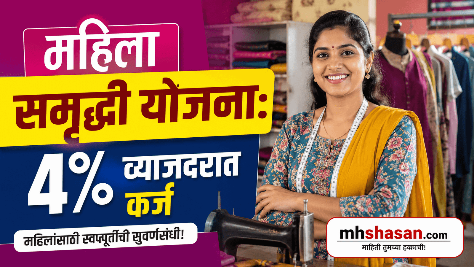 महिला समृद्धी योजना 2026 : 4% व्याजदरात 50,000 कर्ज + अनुदान – संपूर्ण मार्गदर्शिका