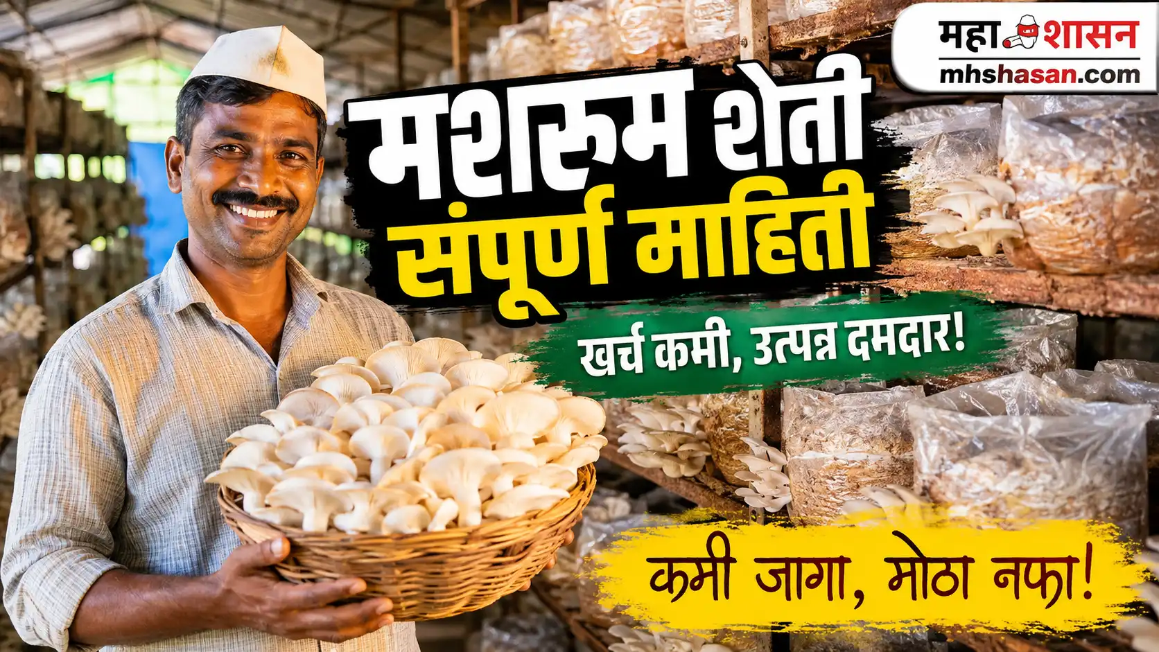 मशरूम शेती : कमी जागा, कमी खर्च, मोठा नफा – संपूर्ण मार्गदर्शक २०२६