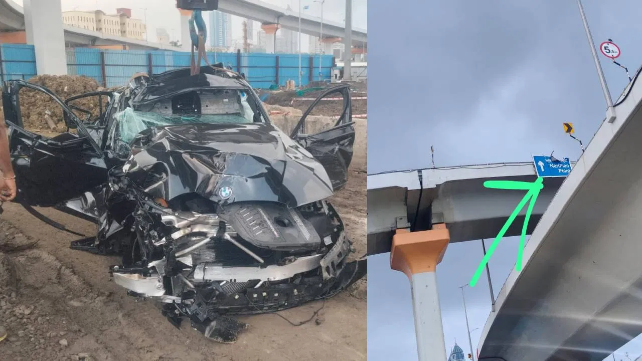 मुंबई कोस्टल रोडवर BMW कारचा भीषण अपघात; तिघांचा जागीच मृत्यू